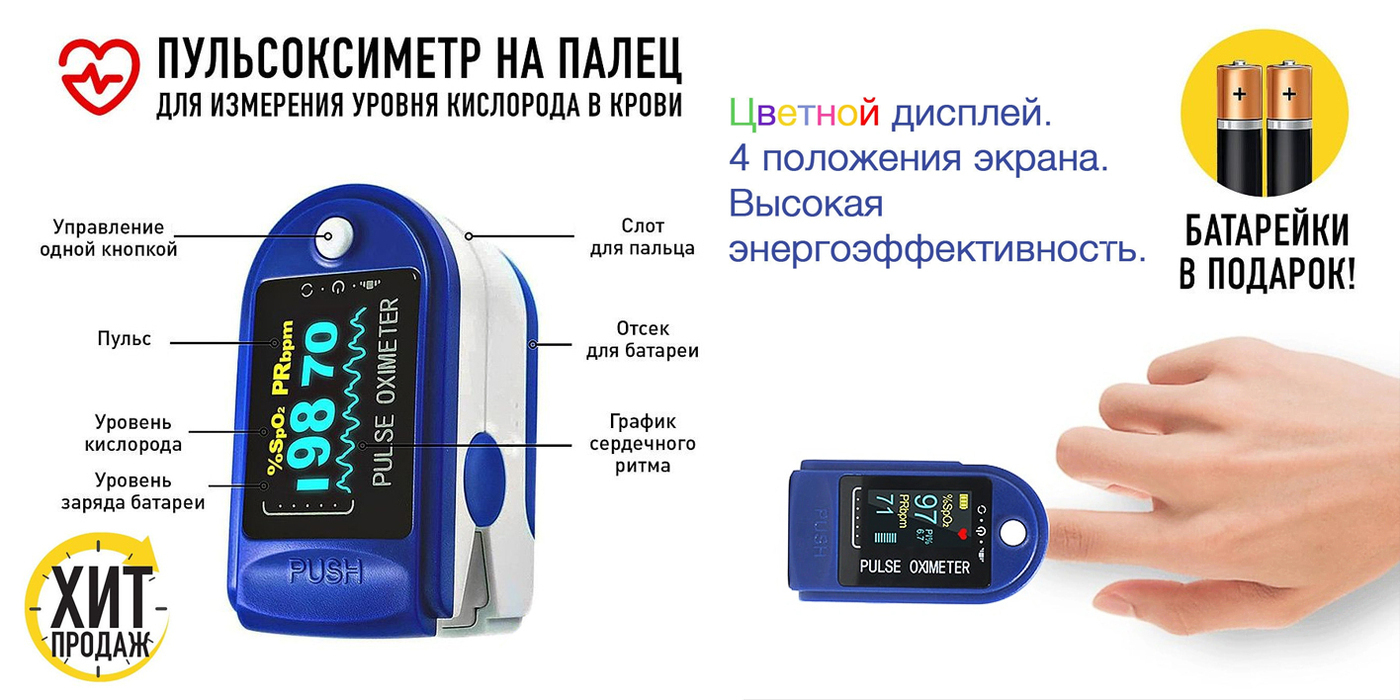 Улучшенная версия датчика 3.0/точность 99%/Пульсоксиметр медицинский на ...